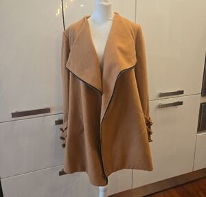 Twelve By Ontwelve Lightweight Full Zip Mid Length Jacket Coat Tan Size Large